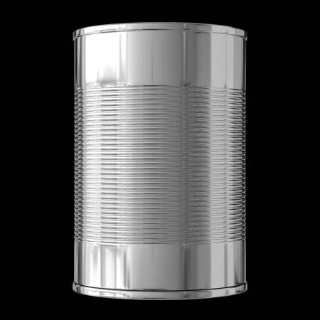 Floating blank tin can isolated on a black background for easy compositing. This image is a 3d render.の写真素材