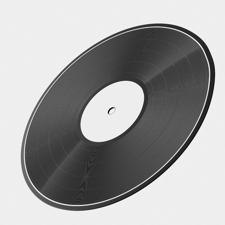 Floating vinyl record isolated on a white background for easy compositing. This image is a 3d render.の写真素材