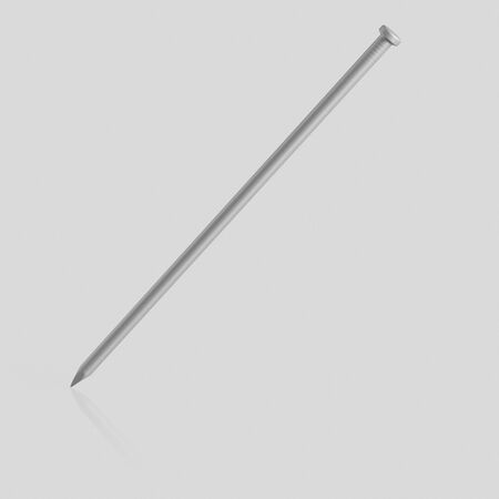 3d rendered Iron Nail on a seamless reflective off white surface for easy compositing.の写真素材