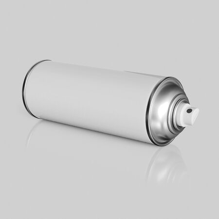 3d rendered White Aerosol Spray Can on a light background for easy isolation and compositing.の写真素材