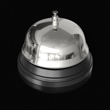 Isolated Chrome Reception Bell on an Unmarked Light Background With Reflectionの写真素材