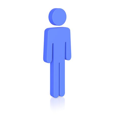 Isolated Blue Men Symbol on an Unmarked Light Background With Reflectionの写真素材