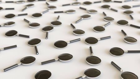 Magnifying Glass' in an Even Grid on a Simple Concrete Surfaceの写真素材