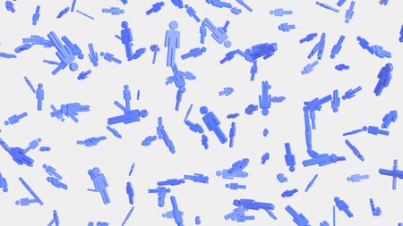 Numerous floating Blue Men Symbols on a Simple Light Backgroundの写真素材