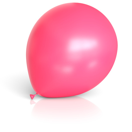 Isolated Red Balloon on an Unmarked Light Background With Reflectionの写真素材