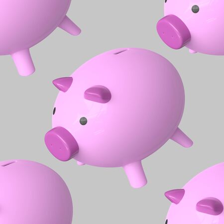 Seamlessly Tiling Background of Pink Piggybanksの写真素材