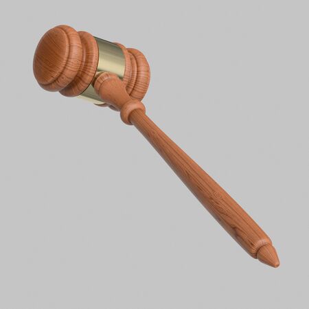 Isolated Floating gavel on a Seamless Light Backgroundの写真素材