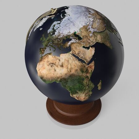 Isolated unmarked atlas globe on an Unmarked Light Background With Reflectionの写真素材
