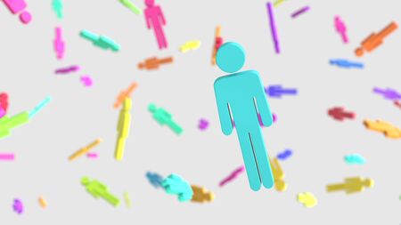 Variously Colored Men Symbols Floating in an Empty Spaceの写真素材