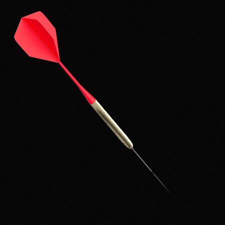 Isolated Red Playing Dart on an Unmarked Light Background With Reflectionの写真素材