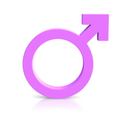 Isolated Pink Female Icon on a Light Reflective Surfaceの写真素材