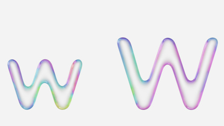 Colorful bubble letter w in lower and upper case on a white background. This image is a 3d render.の写真素材