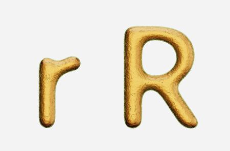 Rough bronze upper and lower case letter a on a white background. This image is a 3d render.の写真素材