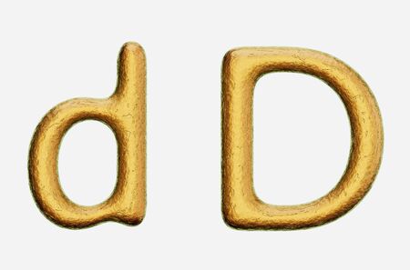 Rough bronze upper and lower case letter a on a white background. This image is a 3d render.の写真素材