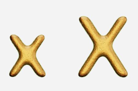Rough bronze upper and lower case letter a on a white background. This image is a 3d render.の写真素材
