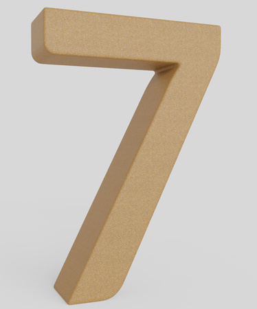 Number 7 made from unmarked orange cork and presented on an infinite white surface with very subtle soft shadows. This image is a 3d render.の写真素材