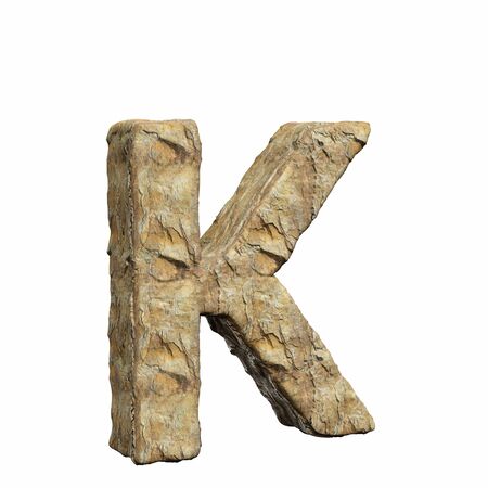 Roughly textured and warmly toned number k on a pure white background. This is a 3d render.の写真素材