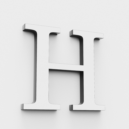 Upper case letter H in a modern elegant style on a white background. This a 3d render.の写真素材