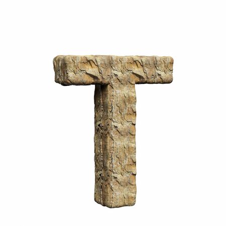 Roughly textured and warmly toned number t on a pure white background. This is a 3d render.の写真素材