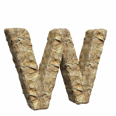 Roughly textured and warmly toned number w on a pure white background. This is a 3d render.の写真素材