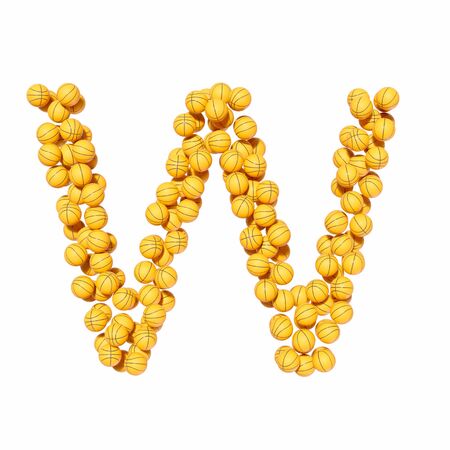 Basketballs forming the letter W. This typography is is 3d rendered and presented on a white background.の写真素材