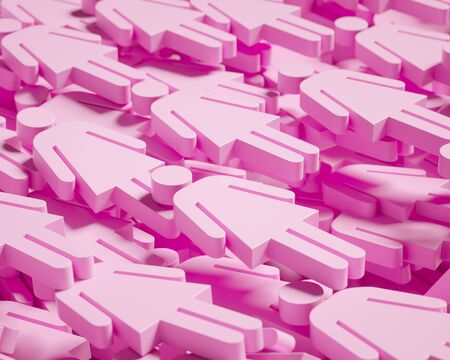 Aligned layers of light pink female gender symbols with soft shadowing. This image is a 3d render.の写真素材