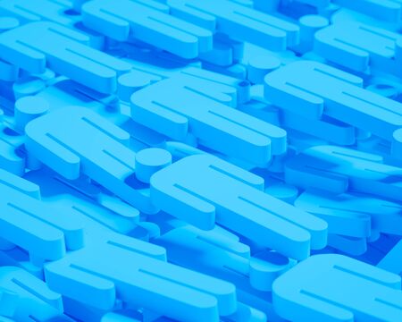 Aligned layers of light blue male gender symbols with soft shadowing. This image is a 3d render.の写真素材
