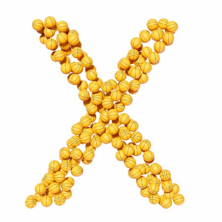 Basketballs forming the letter X. This typography is is 3d rendered and presented on a white background.の写真素材