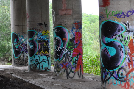 view of graffitis on a walls of the cityのeditorial素材