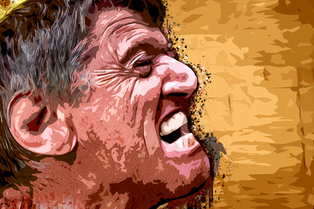 Portrait Illustrate of Young Angry Manの写真素材