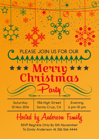 Christmas Party Invitation Design Template Yellowのイラスト素材