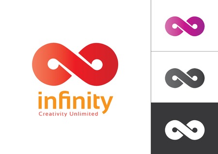 Infinity Symbol With Color gradient Red Violet Black and White. Gradient in the shape of the infinity symbol. Eight sign colorful gradientのイラスト素材