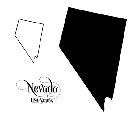 Map of The United States of America (USA) State of Nevada - Illustration on White Background.のイラスト素材