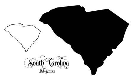 Map of The United States of America (USA) State of South Carolina - Illustration on White Backgroundのイラスト素材