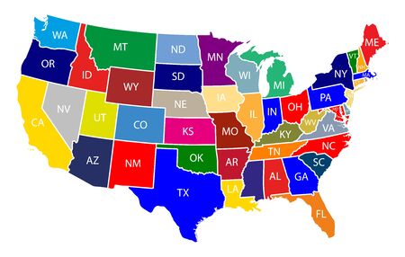 The United States of America (USA), commonly known as the United States (U.S.) or America, is a federal republic composed of 50 states, a federal district, five major self-governing territories, and various possessions. At 3.8 million square miles (9.8 million km2), the United States is the world's third- or fourth-largest country by total area.のイラスト素材