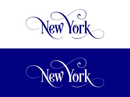 Typography of The USA New York States Handwritten Illustration on Official U.S. State Colors. Modern Calligraphy Element for your design. Simple vector lettering for t-shirts print, bags, posters, invitations, cards etc.のイラスト素材