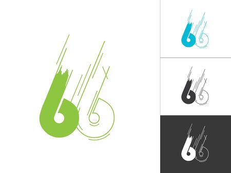 Initial Number 66 Logotype Line Sketch Concept in Vector. Modern Style Number Logo Designs Elements in Blue and Green Color. Number 66 Inside This Designs Elements.のイラスト素材