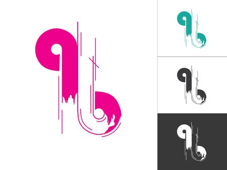 Alphabet a, b, q Logotype Linked Concept in Vector Illustration. Modern Abstract Letter Logo Design Elements in Pink Color with White Background. Alphabet a, q, b Inside This Designs Elements.のイラスト素材