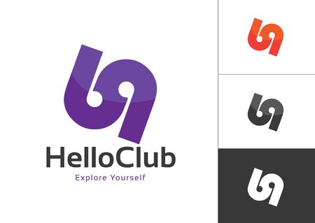 Initial Number 69 Number Linked Uppercase Logo Design Template Violet in White Backgroundのイラスト素材