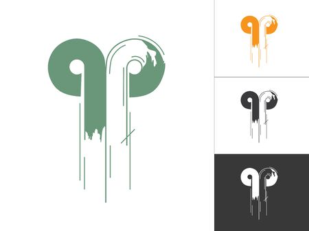 Alphabet a, p, q Logotype Linked Concept in Vector Illustration. Modern Abstract Letter Logo Design Elements in Orange Green Color with White Background. Alphabet p, a, q Inside This Designs Elements.のイラスト素材