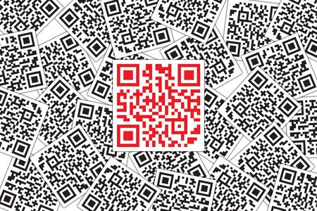 Red QR Code Highlight in Black QR Code in Background. Quick Response Code for Supermarket, E-commerce, Shop, store Etc.の写真素材