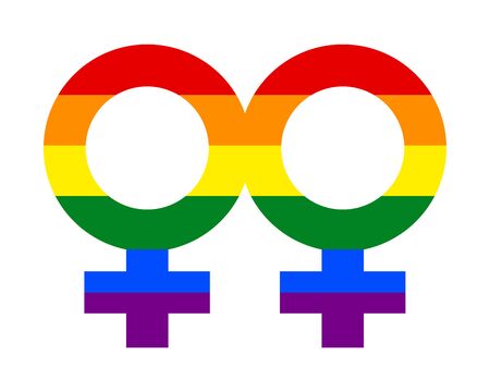 Pride Lesbian Symbol in Rainbow Colored Stripes. LGBT Concept of Same-sex Homosexual Relationships Vector Illustration. The Colors Reflect The Diversity of The LGBT Community.のイラスト素材