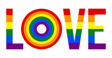 Love Text With Round Colors of LGBT (Lesbian, Gay, Bisexual and Transgender) Flag in Vector Illustration Format.のイラスト素材