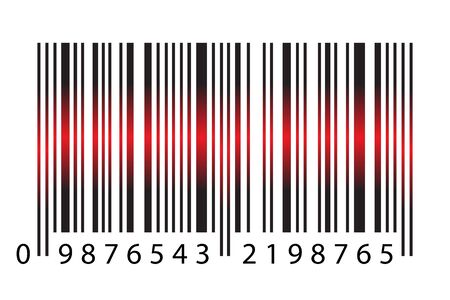 Modern Realistic Simple Barcode With Red Laser Light in Vector Illustration Isolated on White...