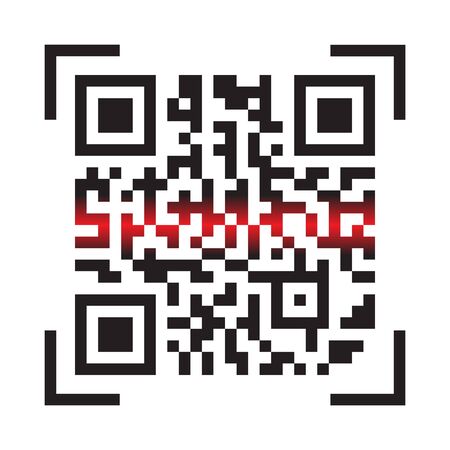 Quick Response Code With Laser Beams Digital Data Sign For Scanners Vector Illustration Isolated on White Background. Use for Shop, Store, Electronic, Digital Technology, Marketing, Online, Supermarket, Mobile App Etc.のイラスト素材