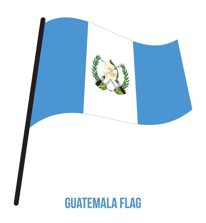 Guatemala Flag Waving Vector Illustration on White Background. Guatemala National Flag.のイラスト素材