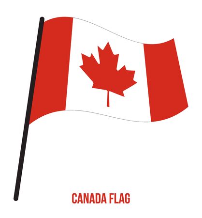 Canada Flag Waving Vector Illustration on White Background. Canada National Flag.のイラスト素材