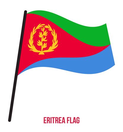 Eritrea Flag Waving Vector Illustration on White Background. Eritrea National Flag.のイラスト素材