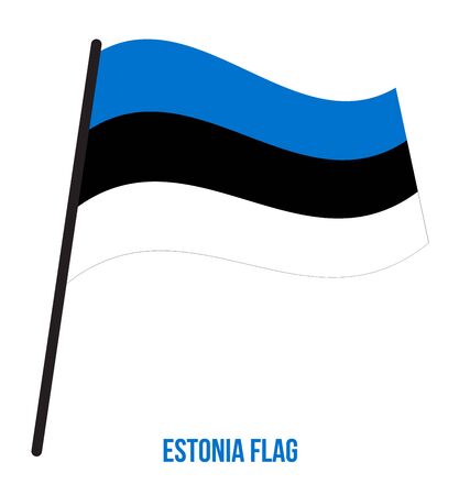 Estonia Flag Waving Vector Illustration on White Background. Estonia National Flag.のイラスト素材
