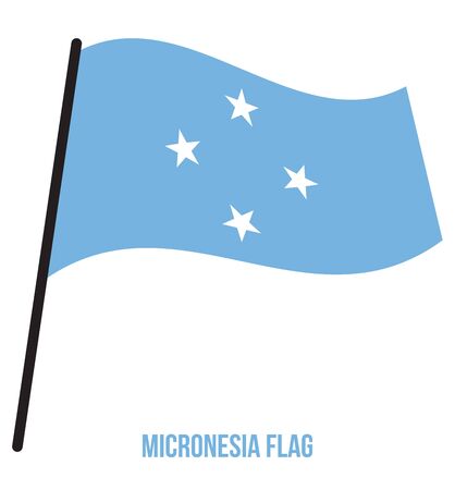 Micronesia Flag Waving Vector Illustration on White Background. Micronesia National Flag.のイラスト素材